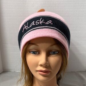 Tongass Trading Company Alaska Beanie Pink Knit Embroidered Soft One Size New